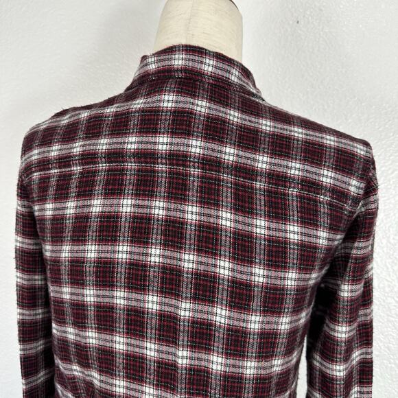 Paige Top Women Small Red Black Plaid Western Indie Grunge Boyfriend Shirt Soft - Picture 7 of 12